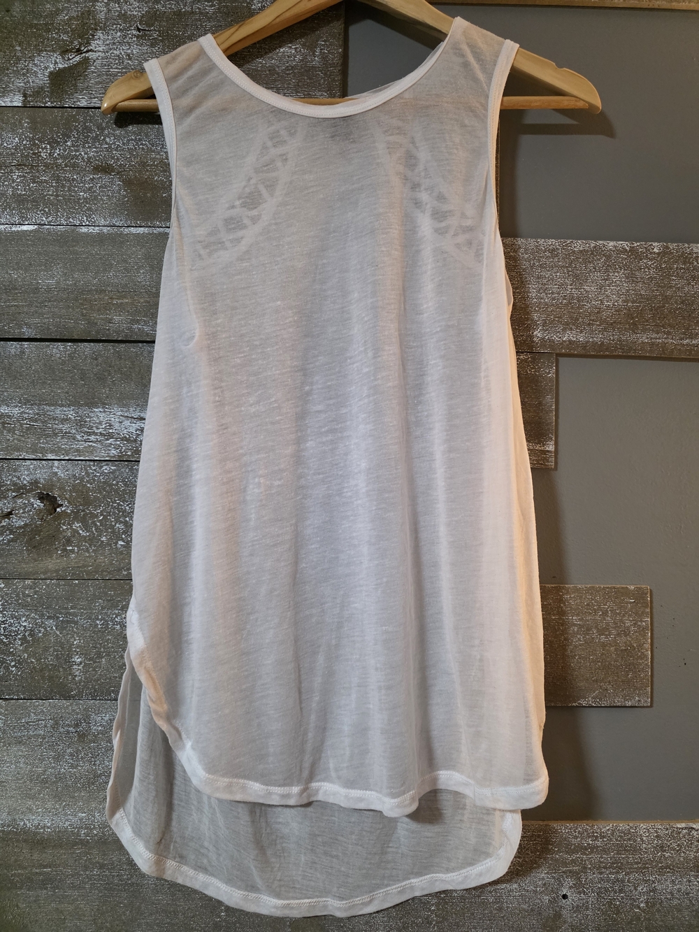 Betsey Johnson White Sheer Layered High-Low Tank